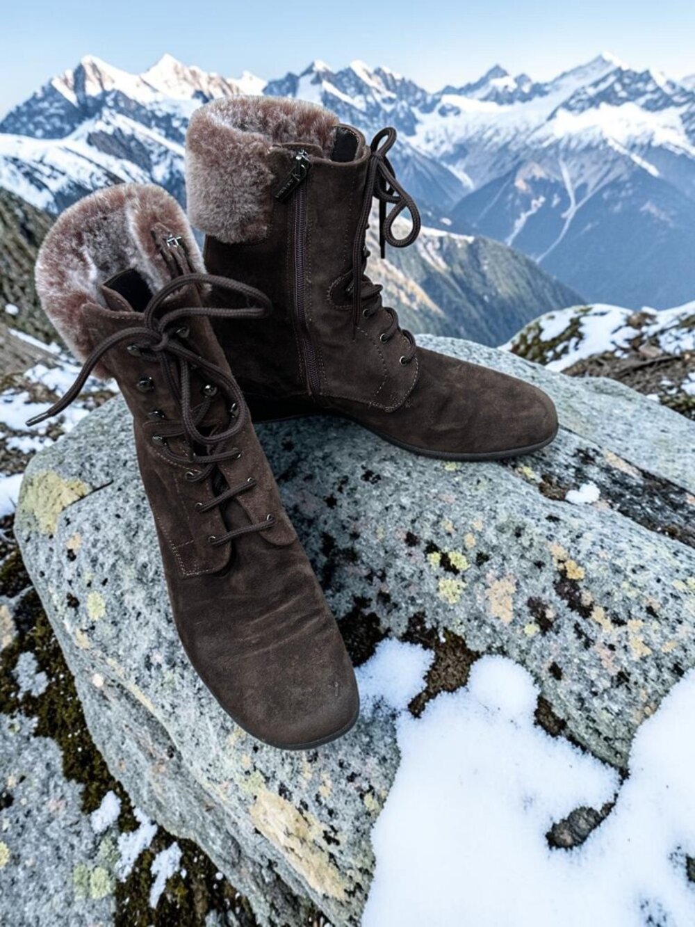 Aquatalia by Marvin K Espresso Brown Suede Marvel Lace Up Boots Size 10